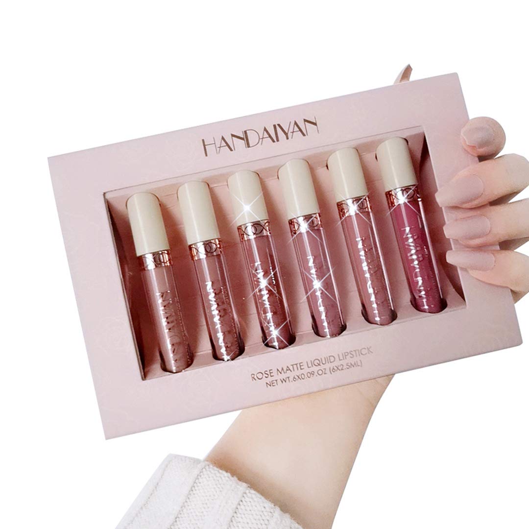 6 Pcs Nude Liquid Matte Lipstick Set – Long Lasting & Waterproof Velvet Gloss Kit