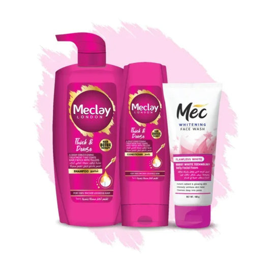 Meclay London Thick & Dense Shampoo & Conditioner + Mec Whitening Face Wash Combo